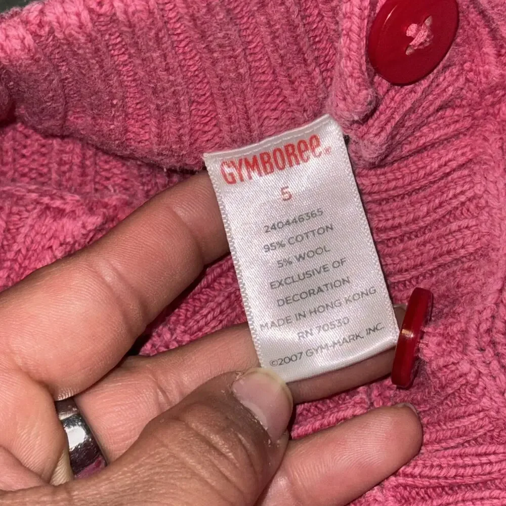 Gymboree Cardigan Sweater Girls‎ 5 Pink Cotton Cable Knit Mock Neck Short Sleeve